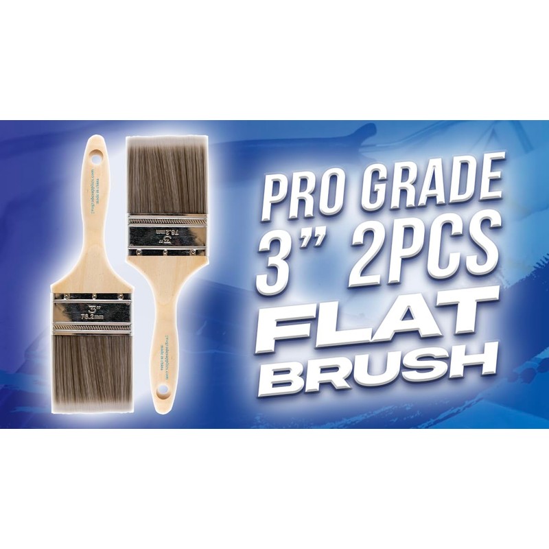 Pro Grade - Paint Brushes - 2Ea 3" Flat Brushes