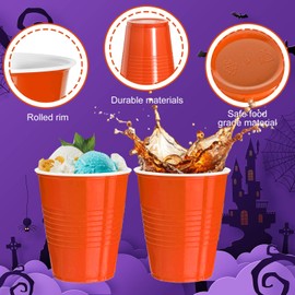 120 pcs 12 oz Orange plastic cups orange plastic Disposable cups orange Party Cups for drinking Tastings served Snacks Barbecues Picnics
