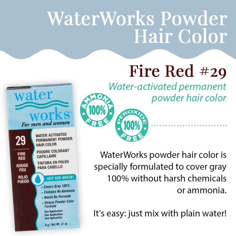 Water Works Hair Color Powder, Fire Red – Permanent Hair