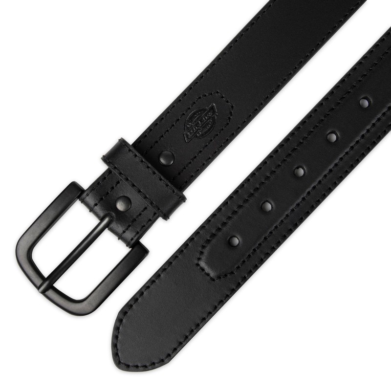 Dickies Men's Leather Belt with Tonal Stitch, Black, Medium