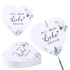 50 Stück Wunderkerzen Etiketten Wunderkerzen Karten Halter Doppelt Kärtchen Hochzeit für Hochzeit Party Jahrestag Parteien (Weiß)