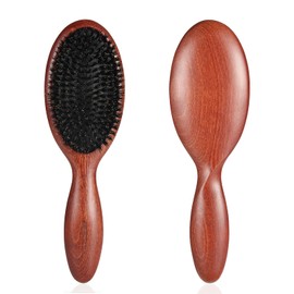 BESTOOL Hair Brush with 100% Boar Bristles, Natural Bristles Brush for Thin, Fine Hair, Stiff Bristles, Sleek Bun Brush, Hair Brush, Reduces Hair Breakage and Frizz