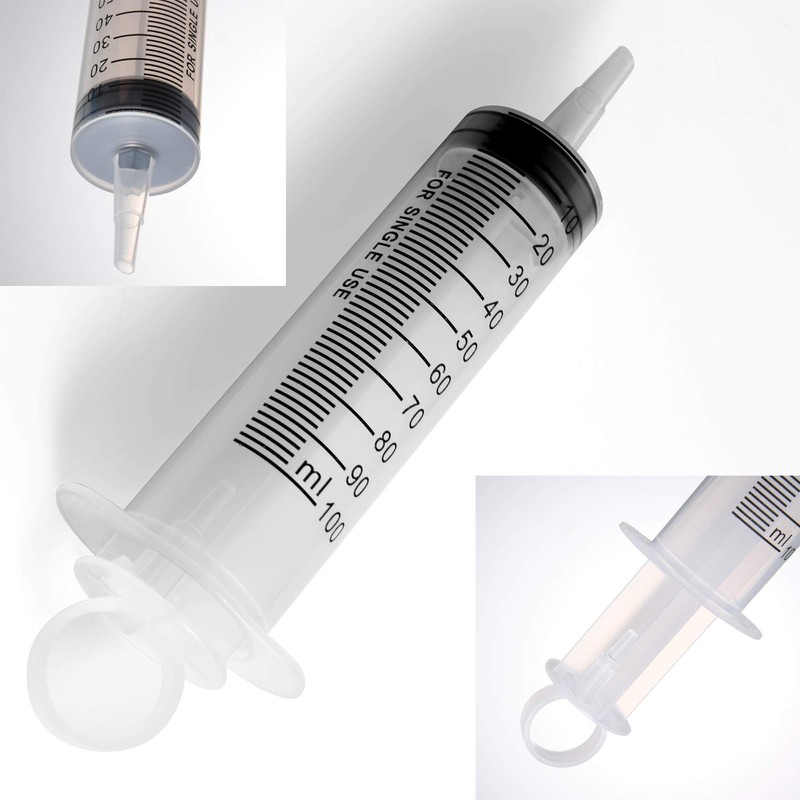 2 Pack Large Syringes (100 ML), Plastic Garden Industrial Syringes