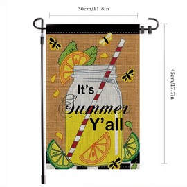 Sweet Summer Time Garden Flag lemon Buffalo Plaid 12x18 Inch Welcome Small Flags for Outside, Fruit Double Sided Burlap Juice Lemon Holiday Seasonal Banner Farmhouse Outdoor Yard Decoration
