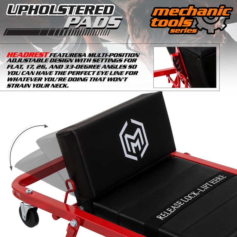 M-AUTO Heavy-Duty Convertible Mechanic Creeper, Z-Creeper 2-in-1 Creeper and Seat