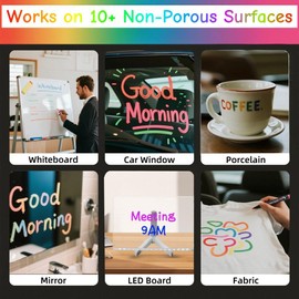 14-Color Neon Markers for LED Light Up Message Board - for Doodle Glow Magic Board, for Acrylic Dry Erase Surface Board, 14 Markers | Creative Memo Board for Office, Home Decor, Parties (14pens)