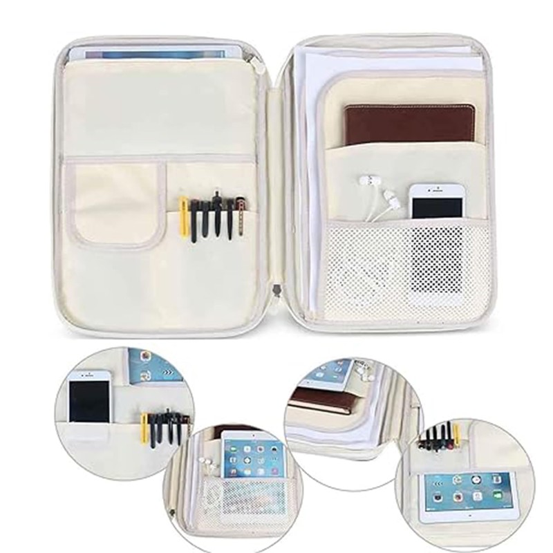 JAKAGO A4 Travel Portfolio Multifunctional Document Organizer Zippered Case for