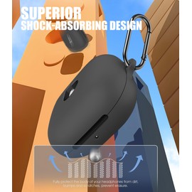 Seltureone Compatible with Beats Powerbeats Pro 2 Case with Cleaning Kit and Carabiner, Soft Silicone Protective Case Cover Compatible with Powerbeats Pro 2 - Jet Black