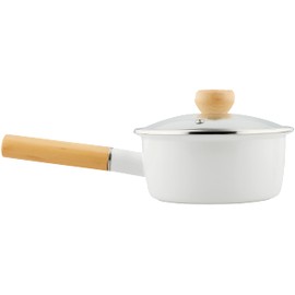 Pearl Metal Clevia Enameled Glass Lid Single Pan, 6.3 inches (16 cm), White