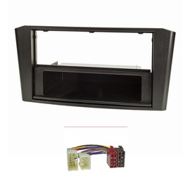 tomzz Audio 2455-036 Radio Fascia Set Compatible with Toyota Avensis T25 Year of Manufacture 2003-2009 Black with ISO Radio Adapter