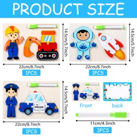 Wooden Puzzle Children, 3 Pieces Montessori Toy Puzzle, 3D Wooden Montessori Puzzle for Baby, Wooden Puzzle Toddler Educational Toy, Wooden Toy Gift for Boys Girls from 2 3 4 5 Years