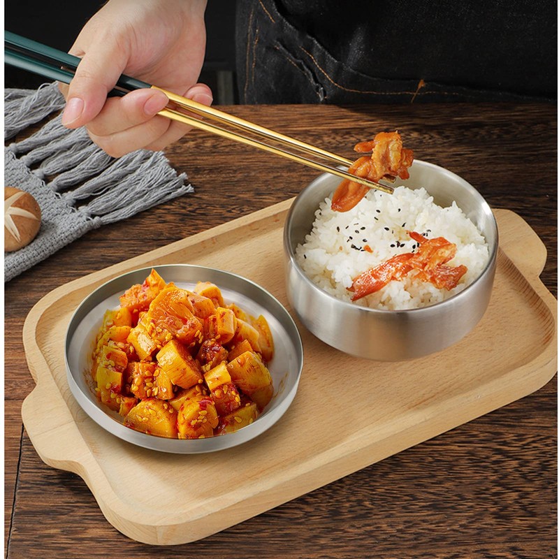 Aynaxcol Stainless Steel Rice Bowl with Lid, Set of 2,
