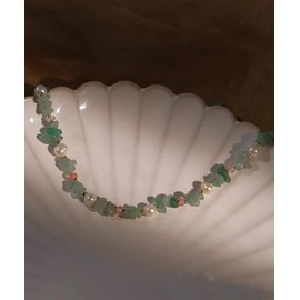 Dongling Aventurine Green Jade Choker Pearl Necklace Gold Plated Pink Crystal Chain Natural Gemstone Jewelry Birthday Gift for Her 18inch