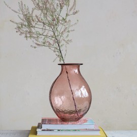 Creative Co-Op Textured Glass, Rose Vase, Pink