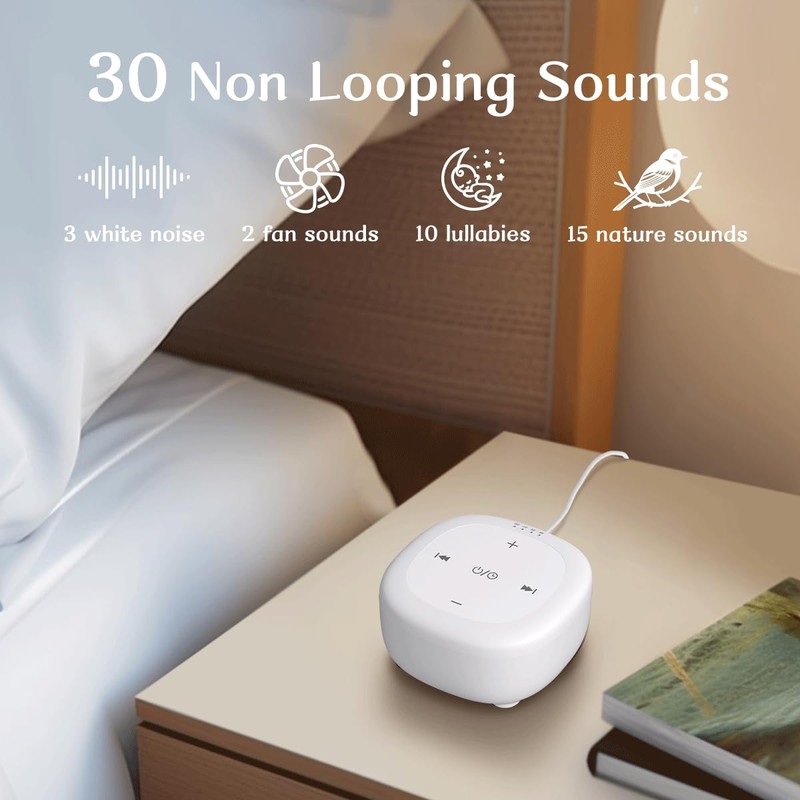 Plug-in White Noise Sound Machine with 30 Soothing Sounds Brown