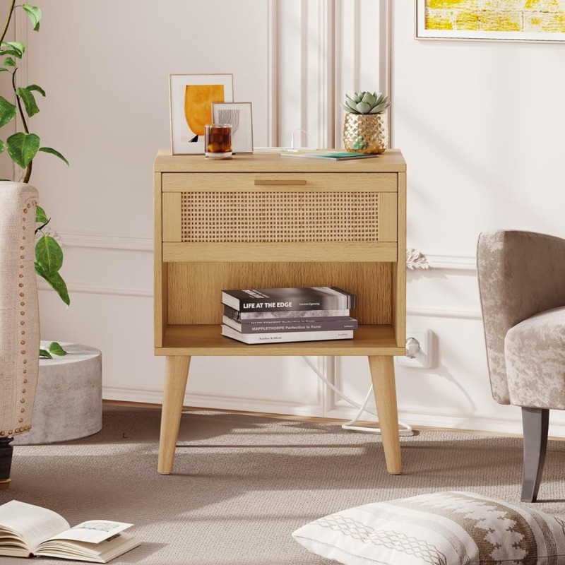 Irontar 17.7'' Wide Rattan Nightstand Set of 2, Bedroom Night