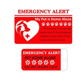 Dogs & Cats are Home Alone Alert Emergency Card and Key Tag with Emergency Contact Call Cards 2 Pcs Pets Emergency Contact Wallet Card Dog Emergencys Alert Cards/Key Tags
