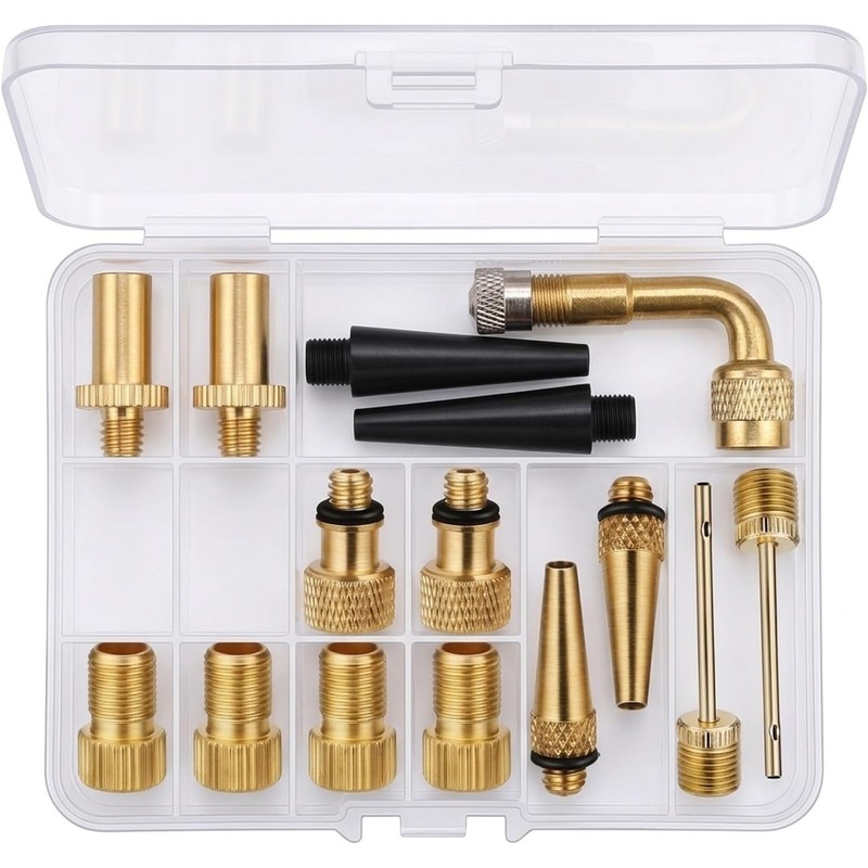 FABULETTA Kit 15 Adaptadores Válvula Bicicleta, Cobre SV DV AV