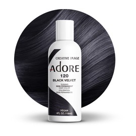 Adore Semi Permanent Hair Color - Vegan and Cruelty-Free Hair Dye - 4 Fl Oz - 120 Black Velvet (Pack of 1)