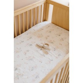 Pehr Crib Sheet, Flower Patch | Breathable Brushed Organic Cotton for Soft Sleep | Fits Standard Crib Mattresses up to 52”L x 28”W x 8”H