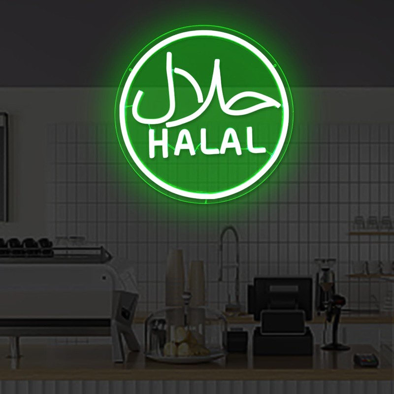 Halal Neon Signs for Wall Decor Dimmable Led Green Restaurant