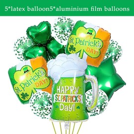 St Patrick's Day Decorations,10Pcs St. Patrick’s Day Latex Balloons Decor St Patrick's Day Aluminum film Balloons Lucky Shamrock Balloons Garland Green Decor for Irish Party Supplies