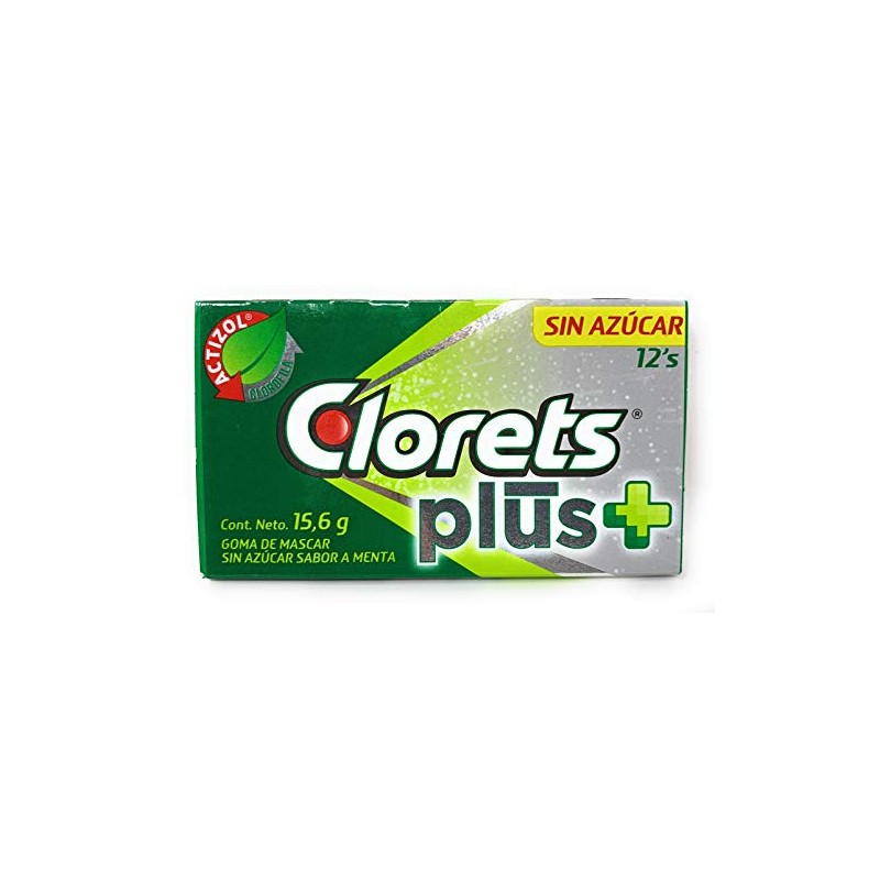 Clorets Plus Sugarless Gum 12pk–Mint Flavor (12 pieces of gum