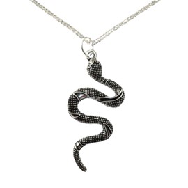 Silver Plated Necklace Animal Lovers Large Chinese Snake Pendant