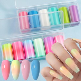 SILPECWEE 2 Boxes Nail Foil - Fluorescence and Aurora, Holographic Nail Art Foil Transfer Colorful Nail Stickers Fingernail Wraps Nail Art Decoration Accessories