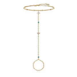 Cicy Bell Womens 18k Gold Plated Bracelets Cubic Zirconia Artificial Opal Cable with Bead Hand Chain Bracelet Trendy Jewelry Gifts for Lover Mom Friends