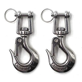 Flomore 304 Stainless Steel Lifting Hook with Locking Heavy Duty Lifting Safety Hook Rotating Hook WLL 350 kg (Pack of 2)