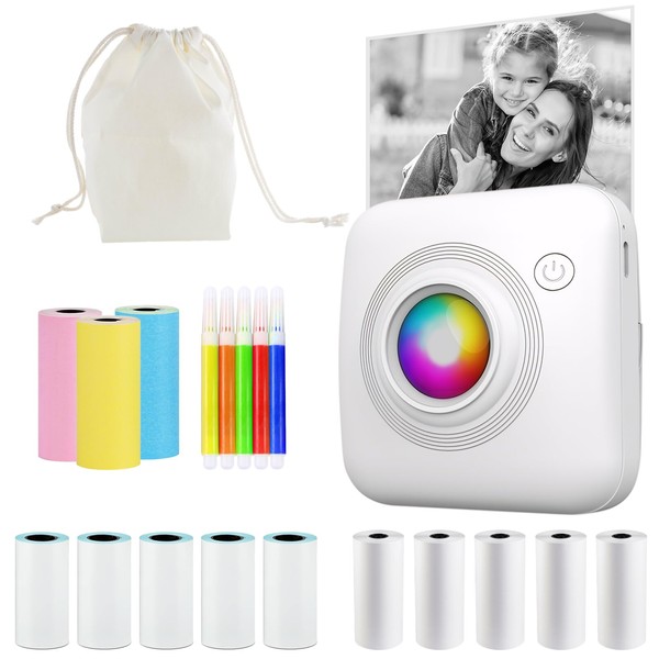Lvcdodvd Mini Printer Thermal Printer Portable Mini Photo Printer for