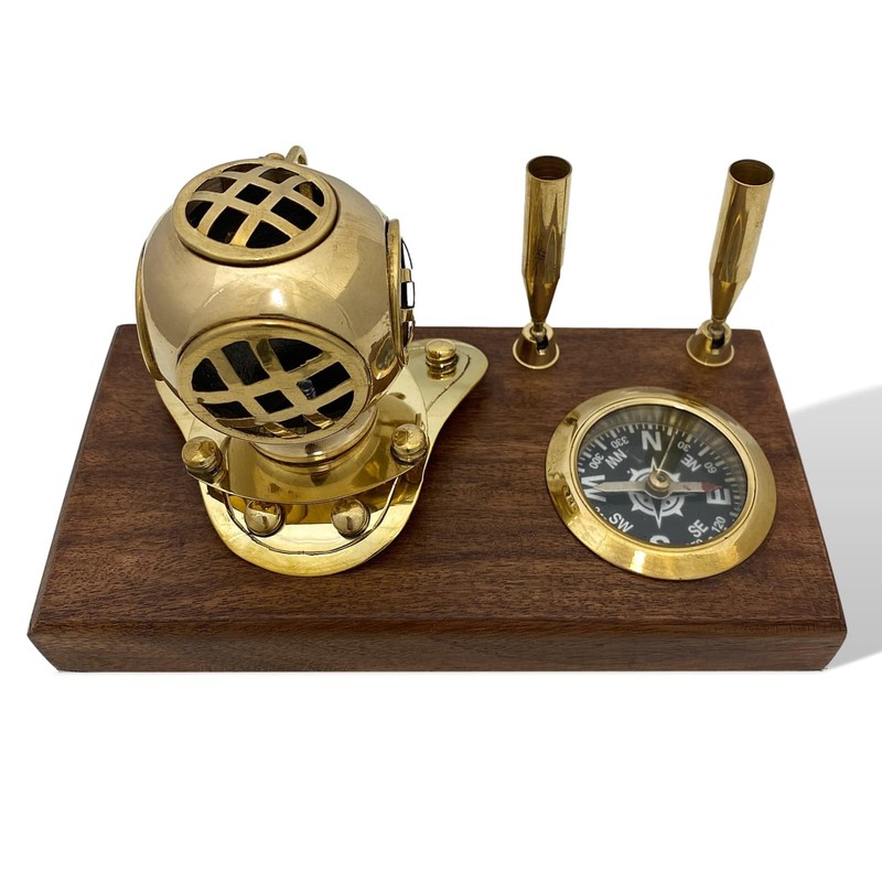 aubaho Pen Holder Desk Compass Diving Helmet Ship Maritime Nautical