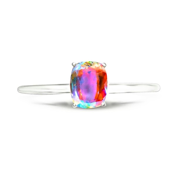 Beautiful 1ct Mercury Mystic Topaz 925 Sterling Silver Engagement Ring