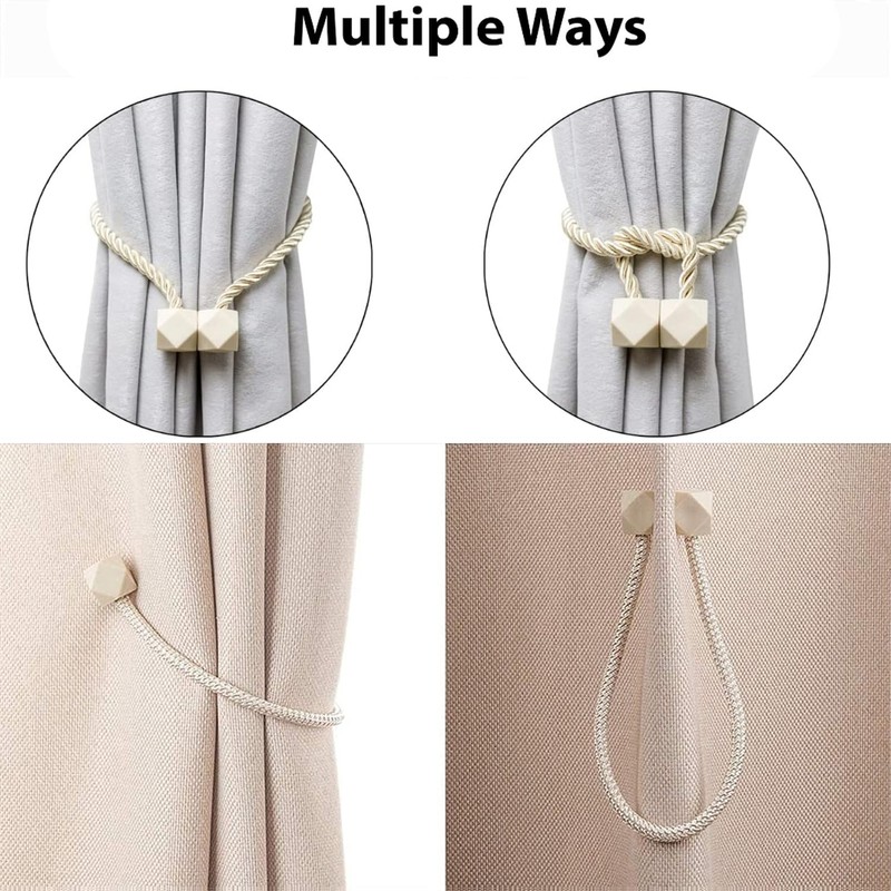 4 Packs Magnetic Curtain Tiebacks for Drapes, H HOME-MART Convenient