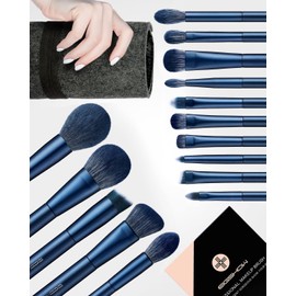 Makeup Brushes - Set of 15 Essential Professional Cosmetic Brushes - Makeup Brush Set - 7 High-Quality Vegan Eyeshadow Brushes + Brushes for Powder, Blush, Foundation, Highlighter, etc. blue