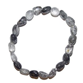 Tourmaline Quartz Bracelet with Polished Small Gemstones Approx. 5 – 8 mm on Elasticated Band Quartz Tourmaline. Bars (3585)
