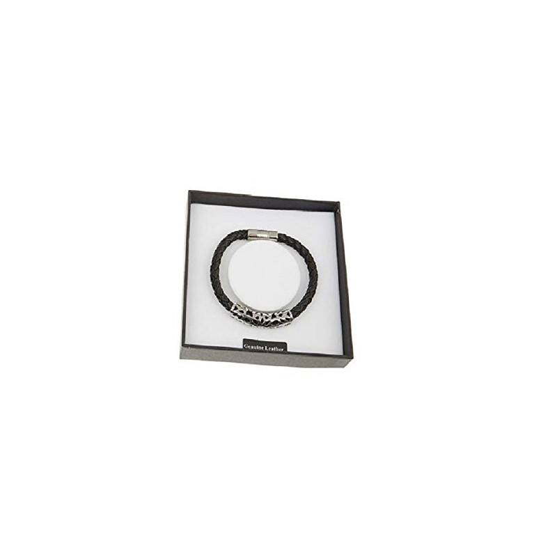 Equilibrium Mens Filigree Leather Bracelet One Only