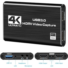 Rybozen 4K Audio Video Capture Card, HDMI USB 3.0 Video Capture Device, Full HD 1080P for Game Recording, Live Streaming Broadcasting