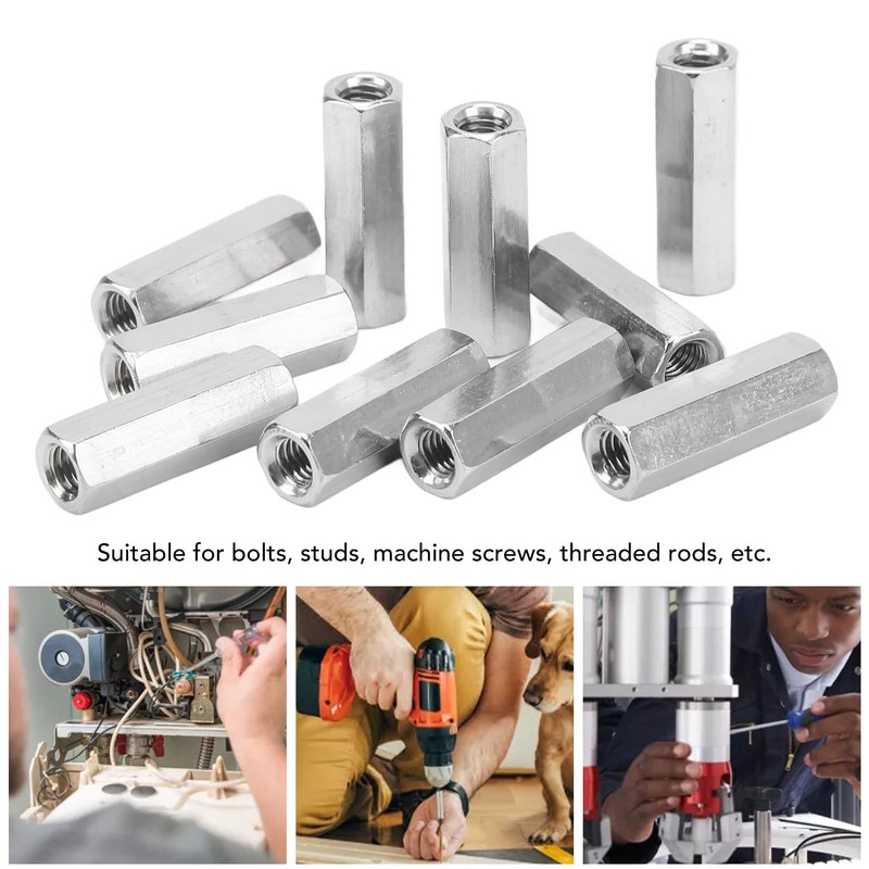20 Pcs Hex Coupling Nut M5x0.8 25mm Length Stainless Steel