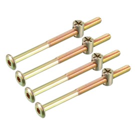 sourcing map Set of 4 Furniture Bolts Nut Set Hexagonal Socket Screw Bronze Tone M6 x 90 mm Fixed Hardware with Barrel Nuts