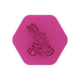 LissieLou Hugging Easter Bunny and Chick Cookie Stamp Easter Celebrations Spring Icing Fondant Embosser - Light Pink