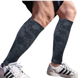 [eggpass] ふくらはぎ サポーター 段階 着圧 【現役整体師推奨】 カーフスリーブ 吸汗速乾 両足 2枚セット 全5色 (L, スプラッシュブラック)