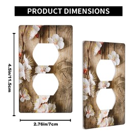 Pznen Cherry Blossom Branches Outlet Covers Cherry Wood Wall Plate Duplex 1-Gang Standard Plug Cover Home Decorative Office