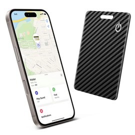 Wallet Tracker Card (iOS Only), Bluetooth Smart Card Wallet Tracker for Apple Find My, Bluetooth Tracking Card GPS Tracker, Key Finder for Keys, Bags, Passport, Carbon Fiber Black