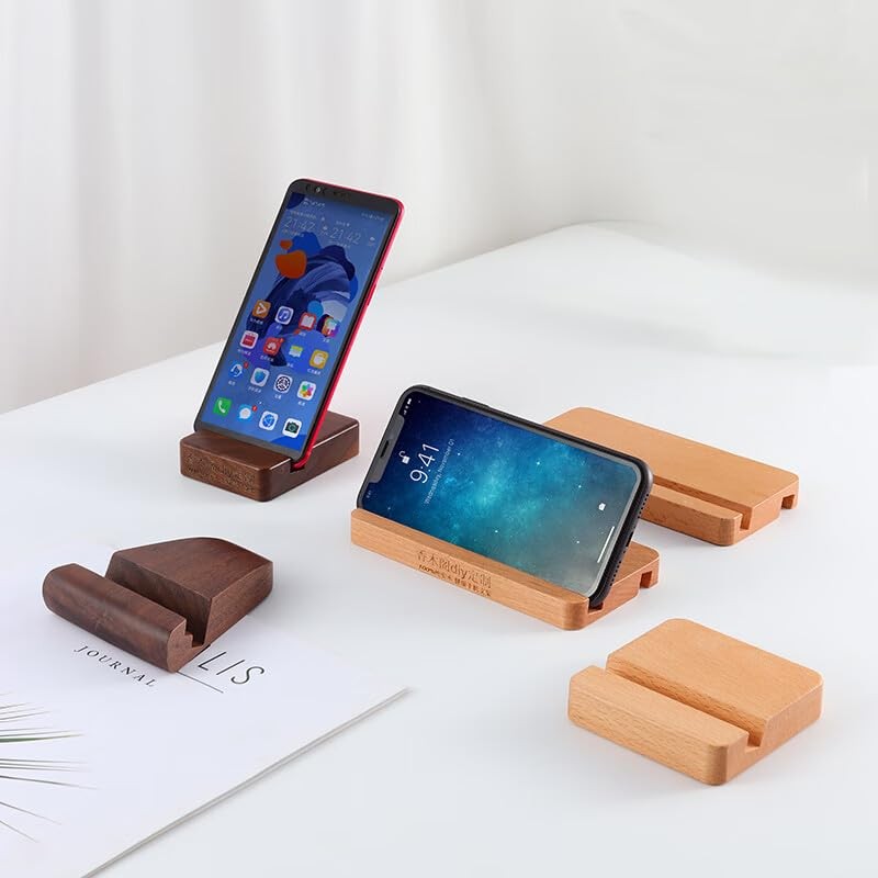 LUCENTIS Natural Black Walnut Wood Phone Stand, Single Slot, 2
