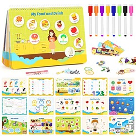 Busy Book for Kids,Preschool Montessori Toys for Toddlers Autism Sensory Educational Toy for 2 3 4 Years Old ,12 Pages Preschool Learning Activities for Boys Girls Develops Fine Motor Skills