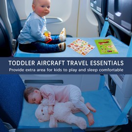 Toddler Airplane Bed, Travel Essentials for Kids, Upgraded Airplane Seat Extender, Airplane Must Haves for Kids, Light Blue