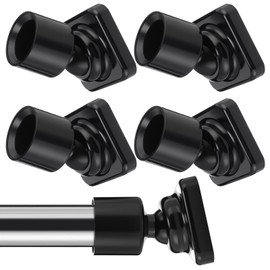 Angled Shower Rod Mount for Sloped Walls - 25mm Shower Bracket & Swivel Joints with Wall Plugs & Screws, Secure Drilling Fix (2, Black)