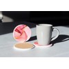 Set of 4 Ceramic Drink Coasters Pink Marble Pattern -